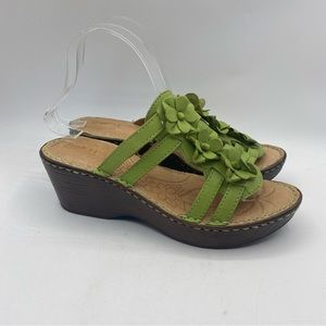 Born Concepts Leather Cork Wedge Flower Sandals Womens Size 8